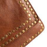 DEPECHE Leather crossbody bag decorated with beautiful rivets Cross over 005 Vintage cognac