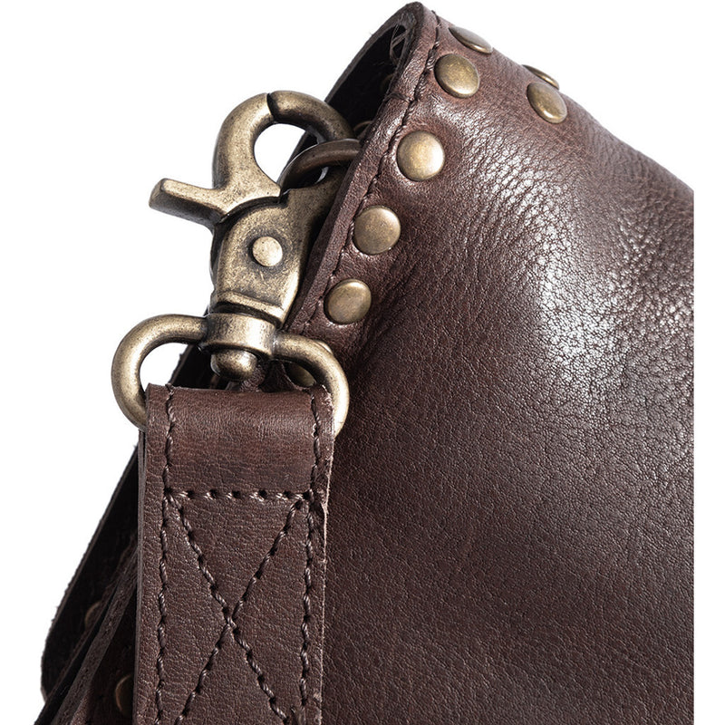 DEPECHE Leather crossbody bag decorated with beautiful rivets Cross over 248 Vintage Brown