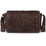DEPECHE Leather crossover bag decorated with weaving Cross over 015 Brown