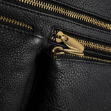 DEPECHE Leather crossover bag decorated with zipperpockets Crossover 154 Black/Brass