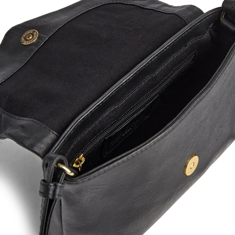 DEPECHE Leather crossover bag with gold details Cross over 099 Black (Nero)