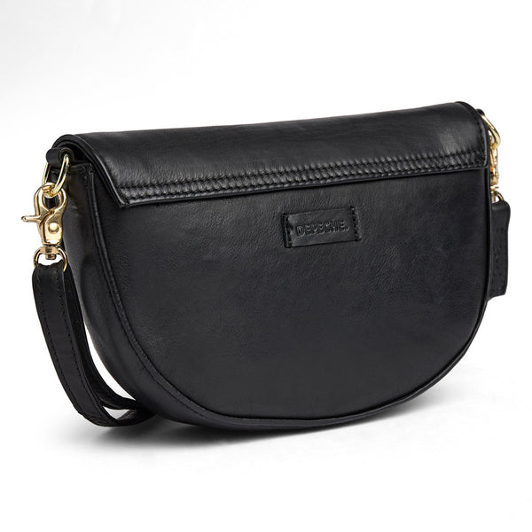 DEPECHE Leather crossover bag with rose Cross over