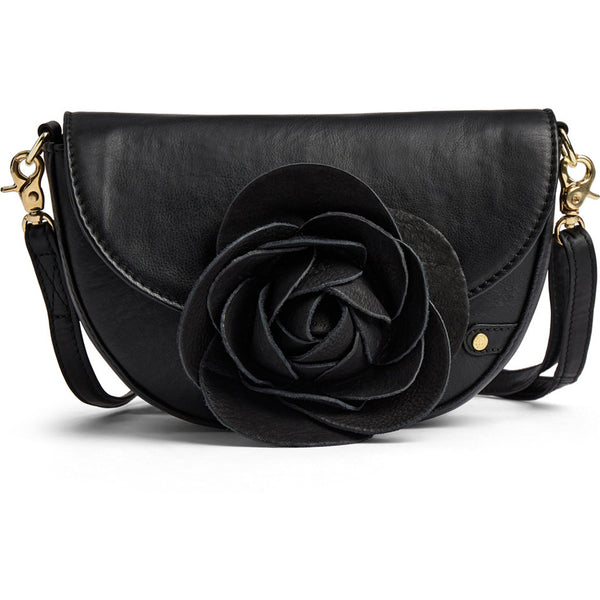 DEPECHE Leather crossover bag with rose Cross over