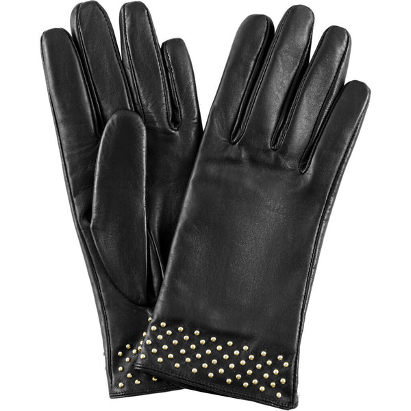 DEPECHE Leather gloves decorated with small studs Gloves 190 Black / Gold
