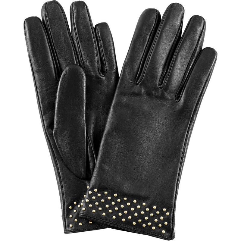 DEPECHE Leather gloves decorated with small studs Gloves 190 Black / Gold