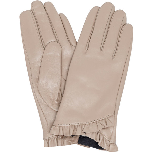 Leather gloves with a elegant ruffle detail 15688 Latte DEPECHE