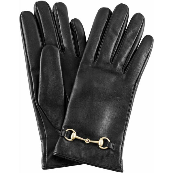 DEPECHE Leather gloves with a feminine chain Gloves 190 Black / Gold