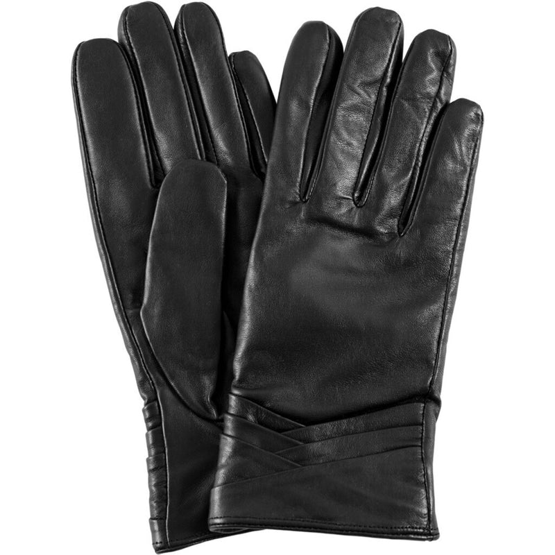 DEPECHE Leather gloves with nice fold details Gloves 099 Black (Nero)