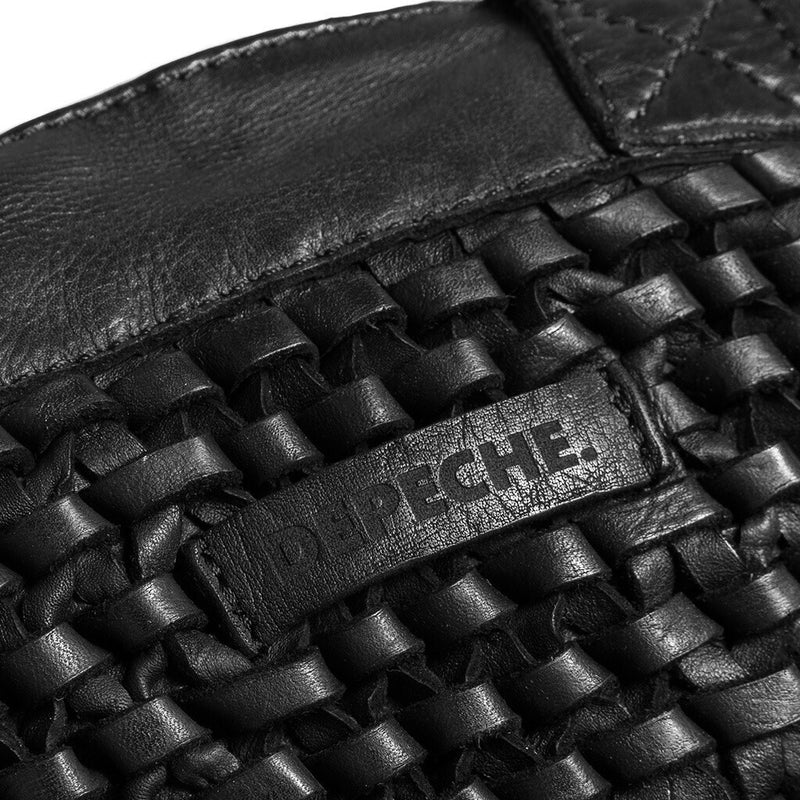 DEPECHE Leather handbag decorated with weaving Shoulderbag / Handbag 099 Black (Nero)