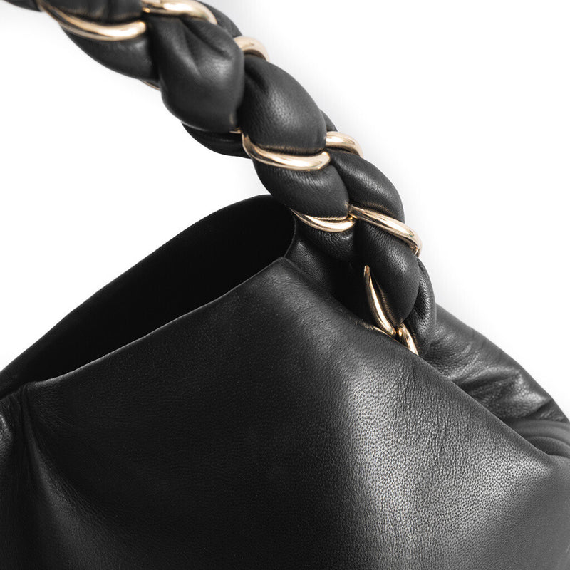 DEPECHE Leather handbag with hand strap in leather and metal Shoulderbag / Handbag 099 Black (Nero)