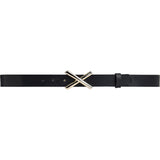 DEPECHE Leather jeans belt with cross buckle Belts 190 Black/Gold