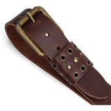 DEPECHE Leather jeans belt with eyelet details Belts 161 Dark brown