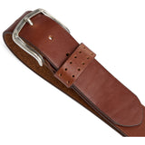 DEPECHE Leather jeans belt with perforated loop Belts 014 Cognac