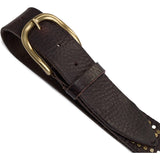 DEPECHE Leather jeans belt with studs Belts 161 Dark brown