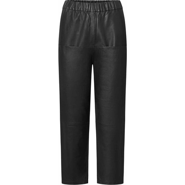 Depeche leather wear Leather pants decorated with pocket on front Pants 099 Black (Nero)