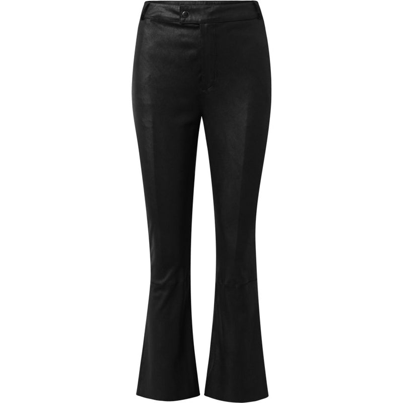 Leather pants with stretch and flare effect / 50226 - Black (Nero