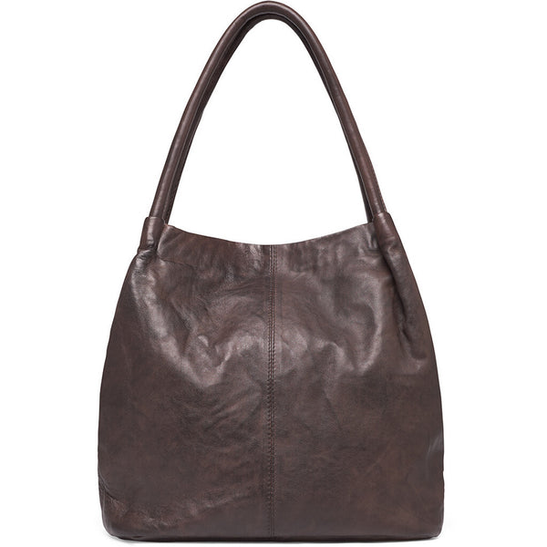 DEPECHE Leather shopper bag in a soft and wearable quality Shopper 068 Winter brown