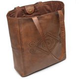 DEPECHE Leather shopper bag with beautiful bohemian pattern Shopper 133 Brandy