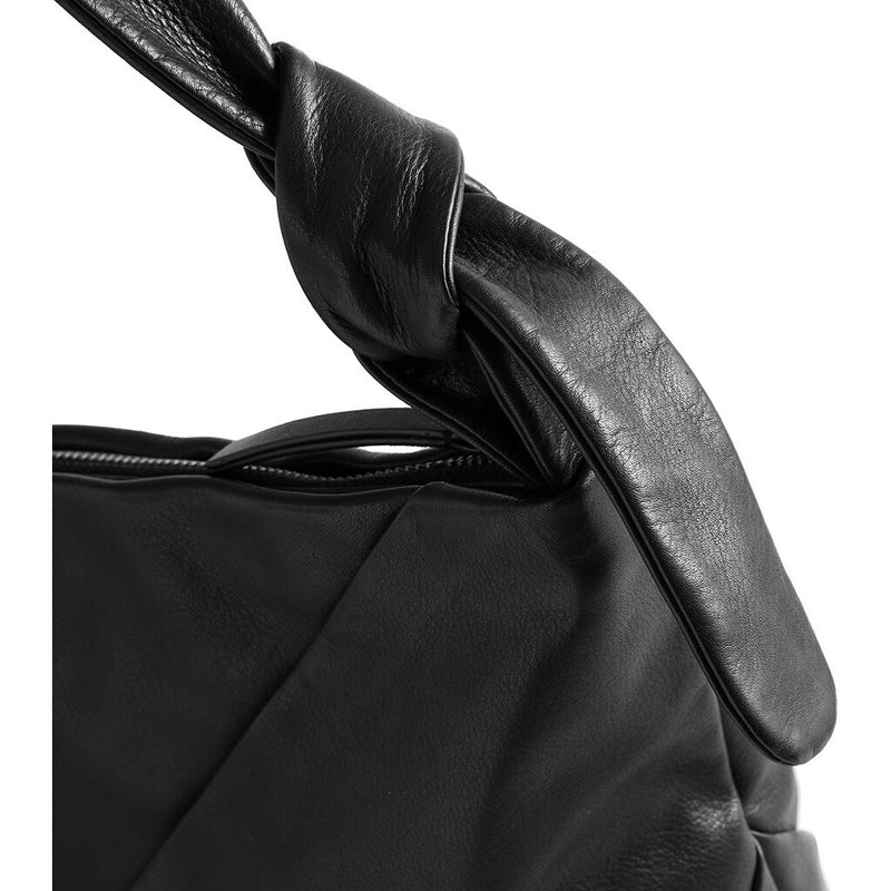 DEPECHE Leather shopper bag with knot detail Shopper 099 Black (Nero)