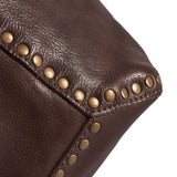DEPECHE Leather shopper decorated with beautiful rivets Shopper 248 Vintage Brown