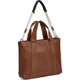 DEPECHE Leather shopper with boho rope strap Shopper 040 Dark cognac