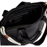DEPECHE Leather shopper with boho rope strap Shopper 099 Black