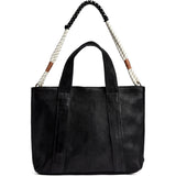 DEPECHE Leather shopper with boho rope strap Shopper 099 Black