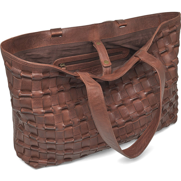 DEPECHE Leather shopper with finest hand-braided design Shopper 263 Choco brown