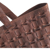 DEPECHE Leather shopper with finest hand-braided design Shopper 263 Choco brown