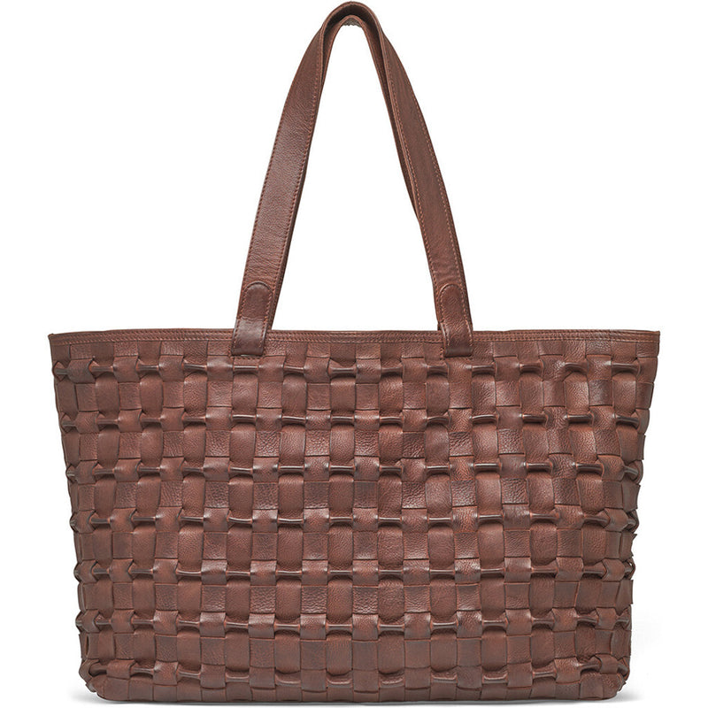 DEPECHE Leather shopper with finest hand-braided design Shopper 263 Choco brown