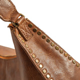 DEPECHE Leather shoulder bag decorated with beautiful rivets Shoulderbag / Handbag 005 Vintage cognac