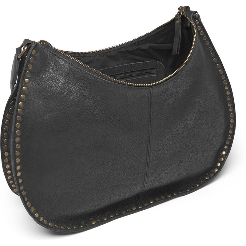 DEPECHE Leather shoulder bag decorated with beautiful rivets Shoulderbag / Handbag 099 Black (Nero)