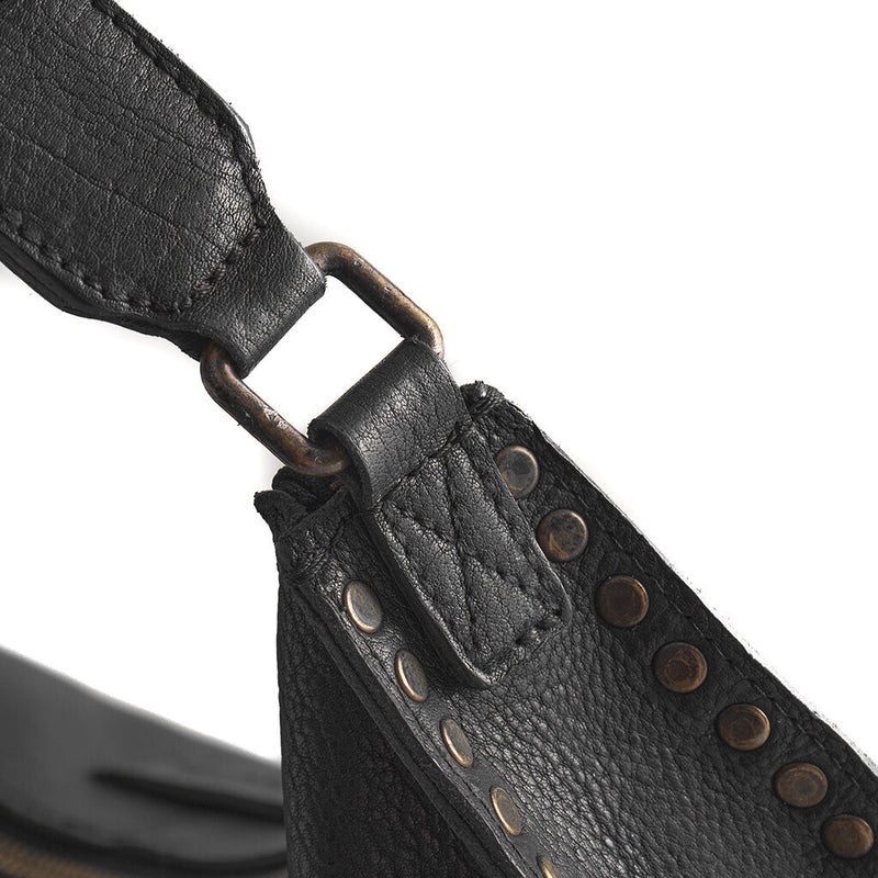 DEPECHE Leather shoulder bag decorated with beautiful rivets Shoulderbag / Handbag 099 Black (Nero)