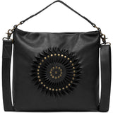 DEPECHE Leather shoulderbag with beautiful handmade pattern Shoulderbag / Handbag 099 Black (Nero)