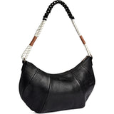 DEPECHE Leather shoulderbag with boho rope strap Shoulderbag / Handbag 099 Black