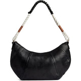 DEPECHE Leather shoulderbag with boho rope strap Shoulderbag / Handbag 099 Black