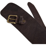 DEPECHE Leather waist belt with statement shape Belts 161 Dark brown