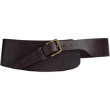 DEPECHE Leather waist belt with statement shape Belts 161 Dark brown