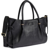 DEPECHE Leather work bag with gold trim details Shoulderbag / Handbag 099 Black