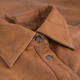 Depeche leather wear Long Tanja leather shirt in soft quality Shirts 005 Vintage cognac