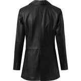 Depeche leather wear Long blazer jacket in soft leather Jackets 099 Black (Nero)