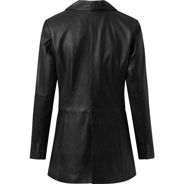 Depeche leather wear Long blazer jacket in soft leather Jackets 099 Black (Nero)