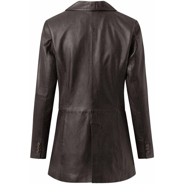 Depeche leather wear Long blazer jacket in soft leather Jackets 175 Charcoal