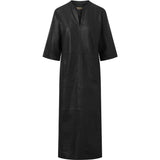 Depeche leather wear Long feminine leather dress i soft quality Dresses 099 Black (Nero)