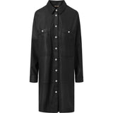 Depeche leather wear Long oversize leather shirt in soft quality Shirts 099 Black (Nero)