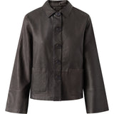 Depeche leather wear Loose leather shirt with understated details Shirts 175 Charcoal