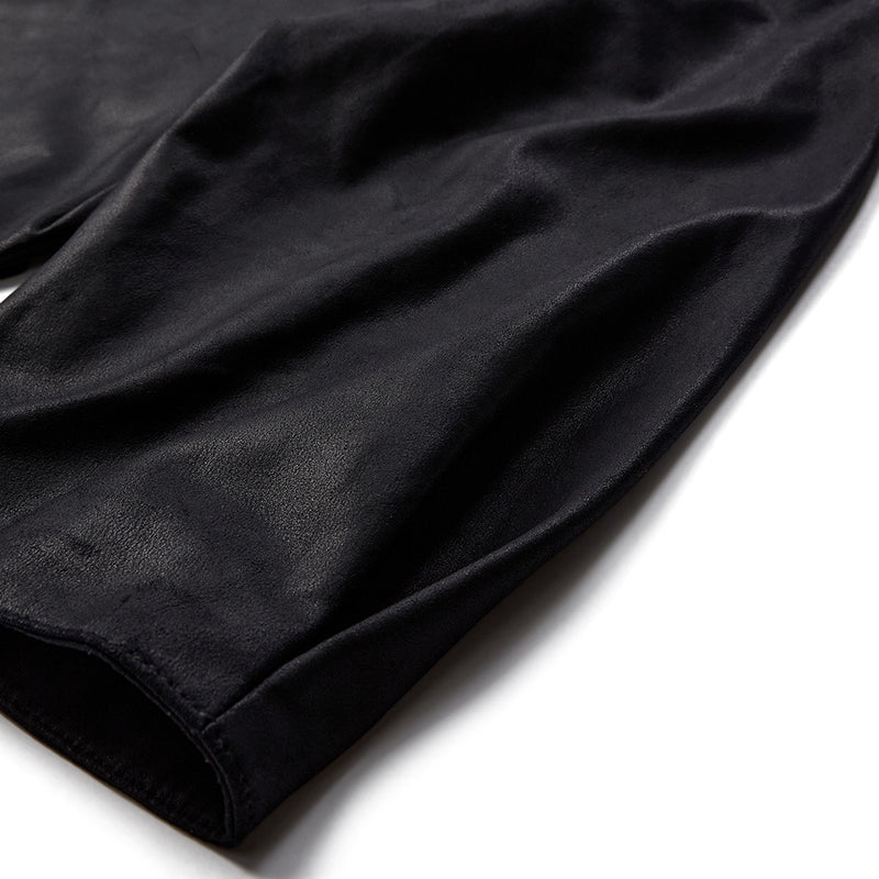Depeche leather wear Lorenza leather blouse with cute sleeve detail Blouse 099 Black (Nero)