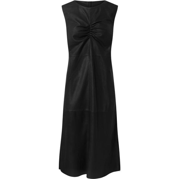 Depeche leather wear Maxi dress in soft and delicious leather quality Dresses 099 Black (Nero)