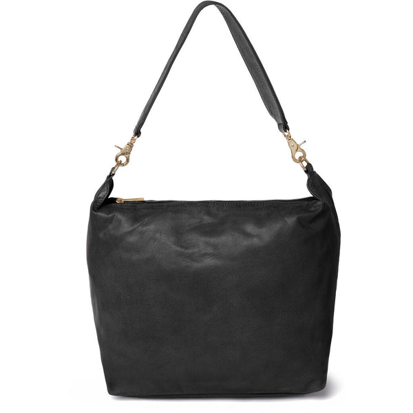 DEPECHE Medium leather shoulderbag with golden hardware Shoulderbag / Handbag 099 Black (Nero)