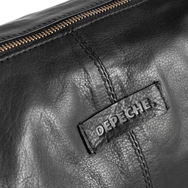 DEPECHE Medium leather shoulderbag with golden hardware Shoulderbag / Handbag 099 Black (Nero)